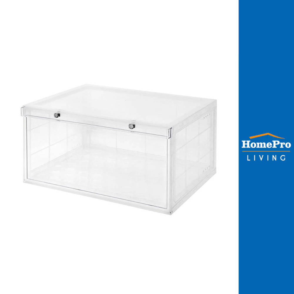 HomePro กล่องรองเท้าเปิดข้าง MAGNETIC LOCK 37x28x18.3 ซม. สีใส แบรนด์ STACKO