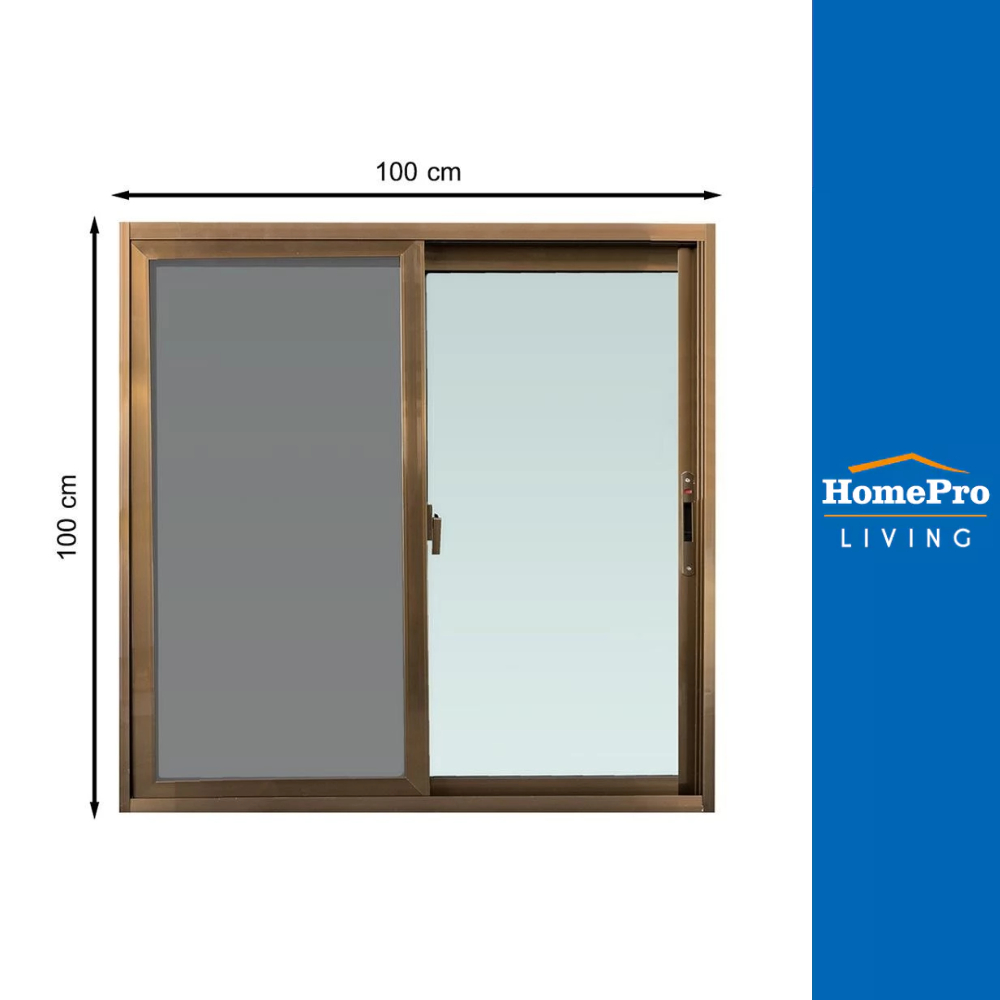 AZLE หน้าต่างบานเลื่อน อะลูมิเนียม S-S 100x100 ซม. สีชา จัดส่งโดย HomePro