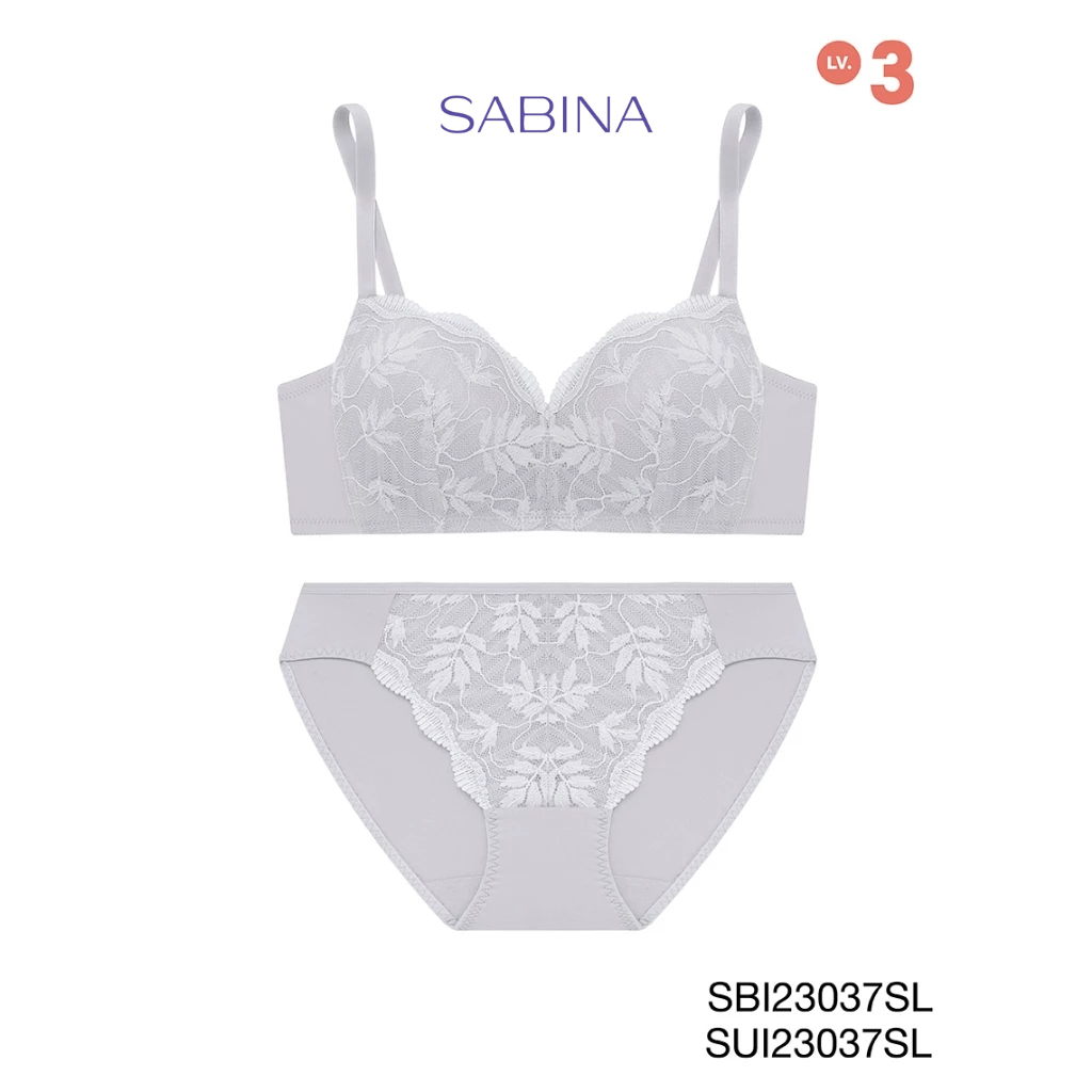 Sabina เซตชุดชั้นใน Modern V Level 3 เสื้อชั้นใน ไร้โครง รหัส SBI23037SL+SUI23037SL - สีเทาอ่อน