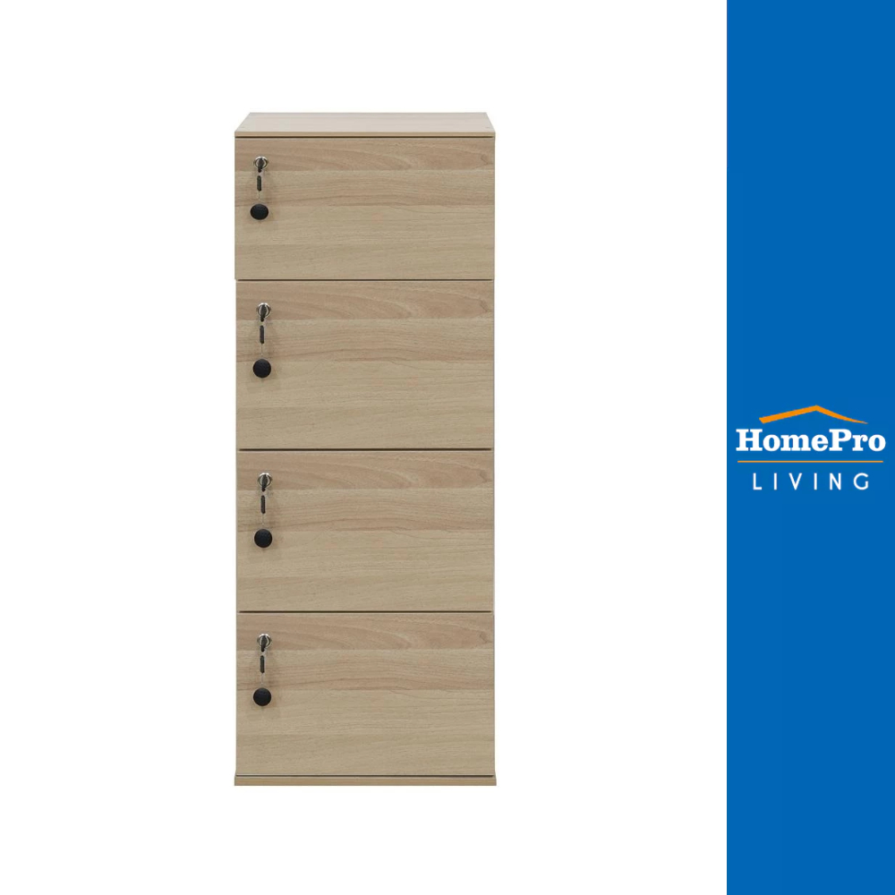 [ จัดส่งอย่างเดียว ] HomePro ตู้ล็อกเกอร์ 4 ช่อง ANY สีไวท์โอ๊ค แบรนด์ FURDINI ลิ้นชัก เก็บ ของ