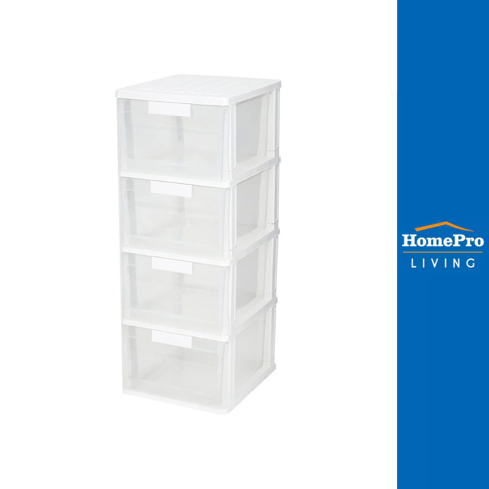 HomePro ตู้ลิ้นชัก 4 ชั้น STACKO MAX(M) 40x46x104 ซม. สีใส แบรนด์ STACKO