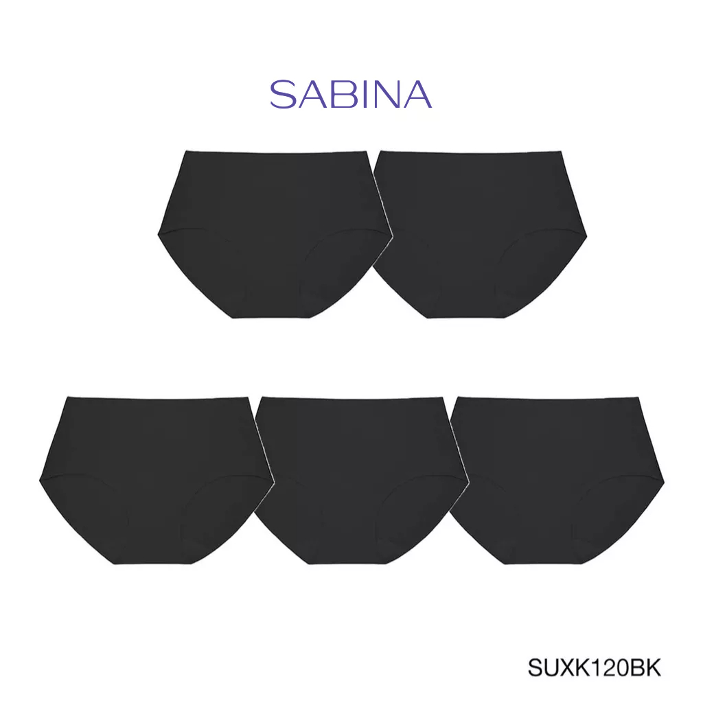 Sabina กางเกงชั้นใน (Set 5 ชิ้น) (ทรงHalf) รุ่น Soft Collection Seamless รหัส SUXK120BK สีดำ