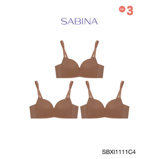 Sabina เสื้อชั้นใน (Set 3 ชิ้น) Invisible Wire (ไม่มีโครง) รุ่น Modern V รหัส SBXI1111C4 สีเนื้อแทน