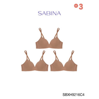 Sabina เสื้อชั้นใน (Set 3 ชิ้น) Invisible Wire (ไม่มีโครง) รุ่น Soft Doomm รหัส SBXH9216C4 สีเนื้อแทน