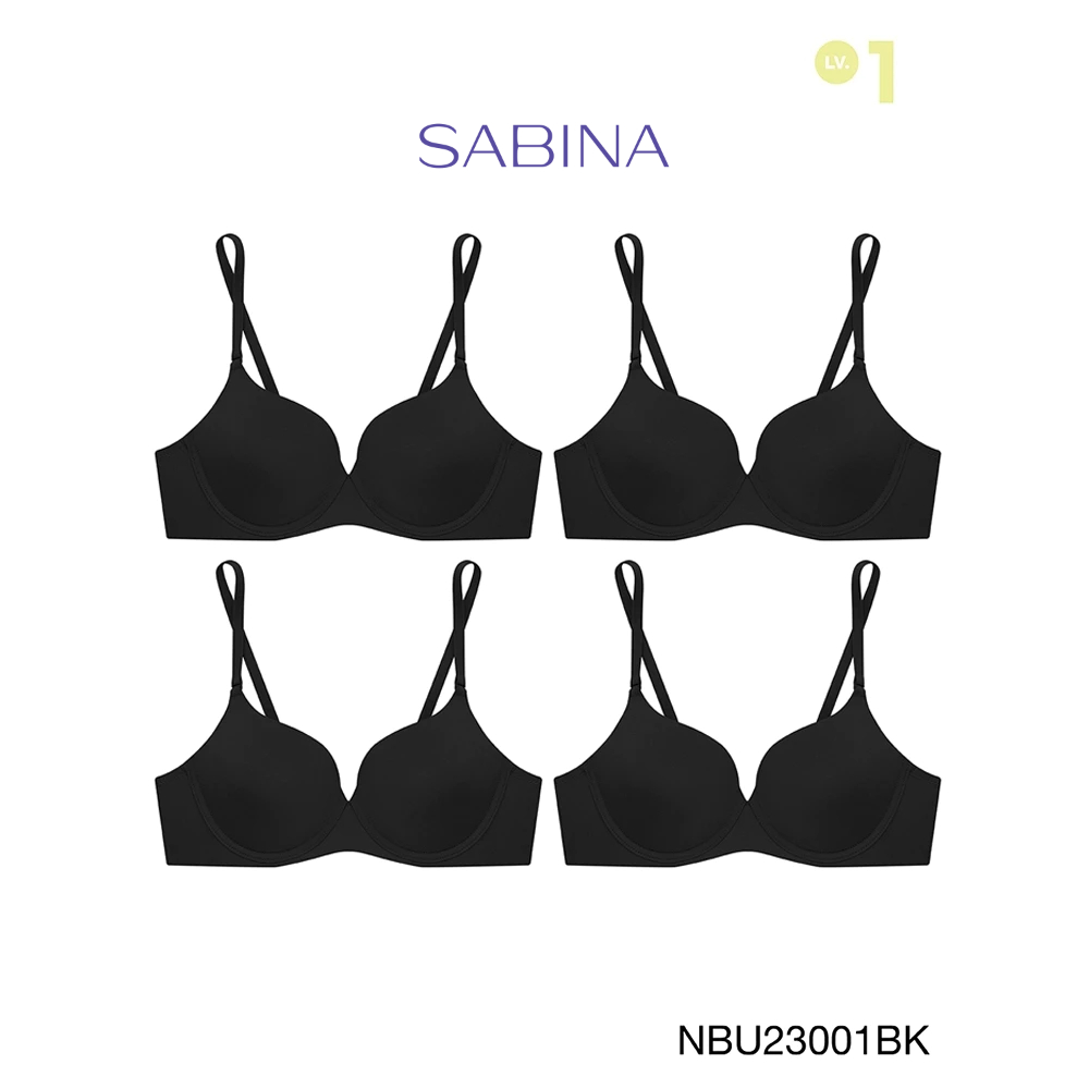 [Online Exclusive] Sabina เสื้อชั้นใน (Set 4 ชิ้น) มีโครง รุ่น Pretty Perfect รหัส NBU23001BK สีดำ