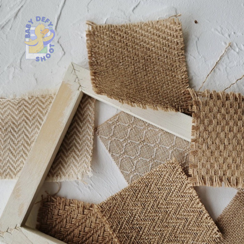 <8 Pattern>ผ้าป่าน 10*10ซม. พร็อบถ่ายรูป ของตกแต่งฉาก แนววินเทจ สายธรรมชาติ พร็อบผ้ากระสอบ พร็อบผ้า ผ้าฝ้าย