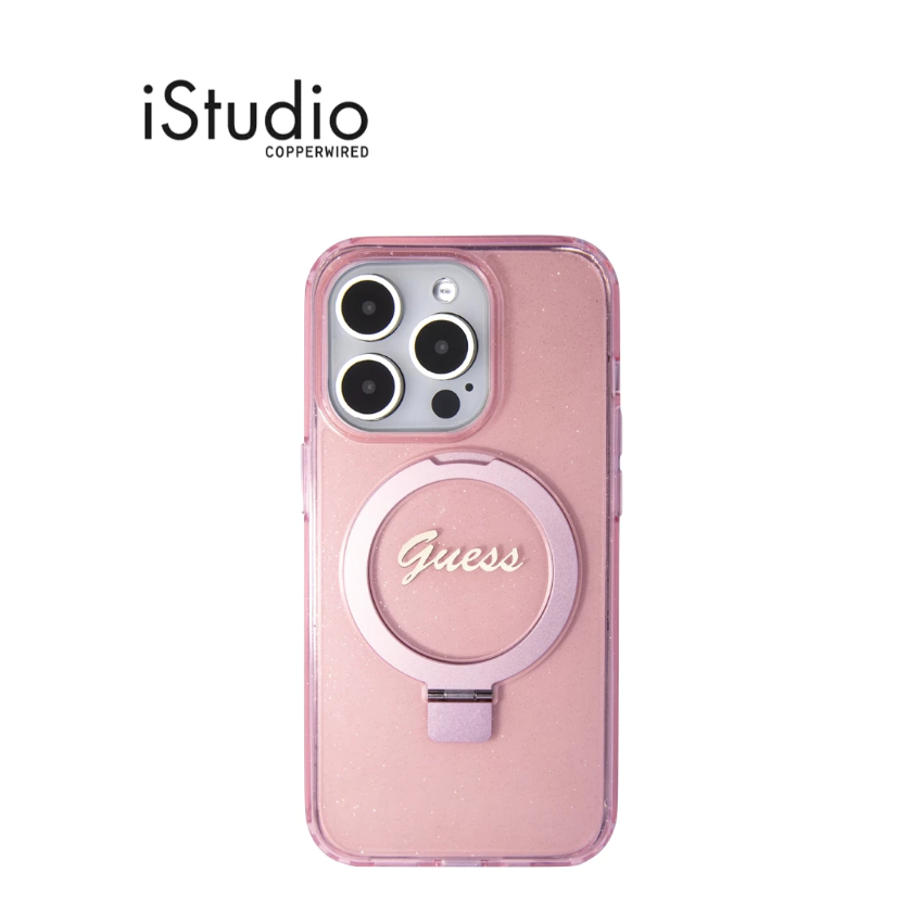 GUESS เคสกันกระแทก Glitter MagSafe Ring Stand สำหรับ iPhone 15 Pro I iPhone 15 Pro Max I iStudio by 