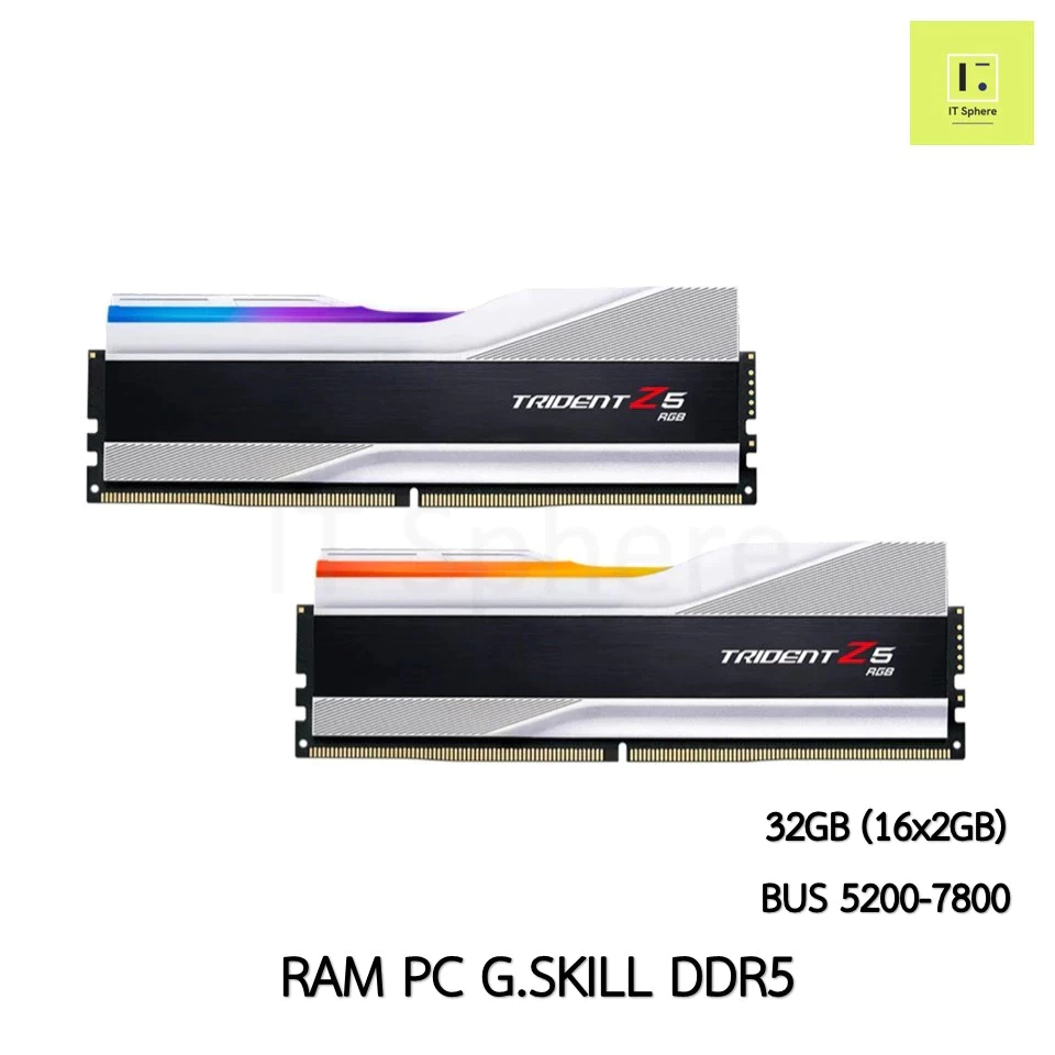32GB 5200,5600,6000 RAM G.SKILL TRIDENT Z5 RGB SILVER DDR5 32GB BUS 5200 5600 6000 6400 7200 7800 8000 8200