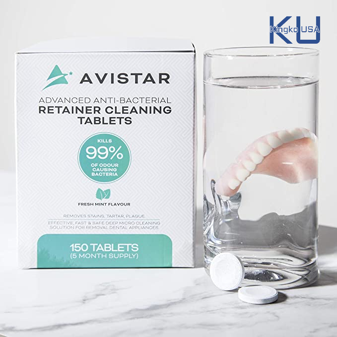 เม็ดฟู่ล้างรีเทนเนอร์ invisilign ฟันปลอม ขจัดคราบเหลืองได้ดี ยี่ห้อ Avistar จากอเมริกา ล้างสะอาดมากไม่ต้องแปรงซ้ำ