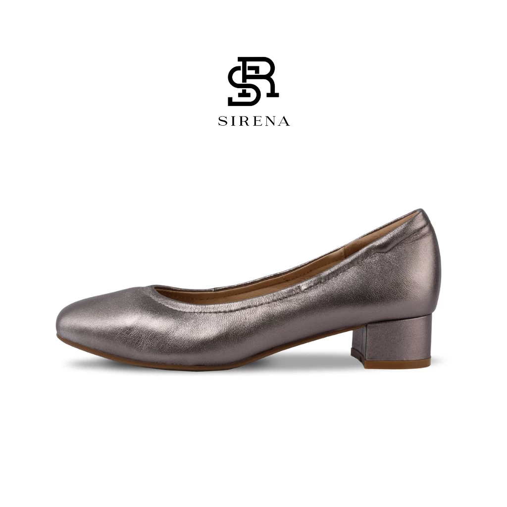 SIRENA รองเท้าหนังแท้ ส้น 1.5นิ้ว รุ่น ARIEL สีพิวเตอร์ | รองเท้าคัทชูผู้หญิง