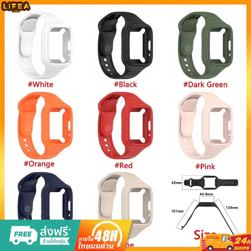 2 in 1 สายรัด + เคส สําหรับ Redmi Watch 3/3 Active สายซิลิโคนอ่อนนุ่ม พร้อมสายรัดข้อมือป้องกัน แบบเต็มรูปแบบ
