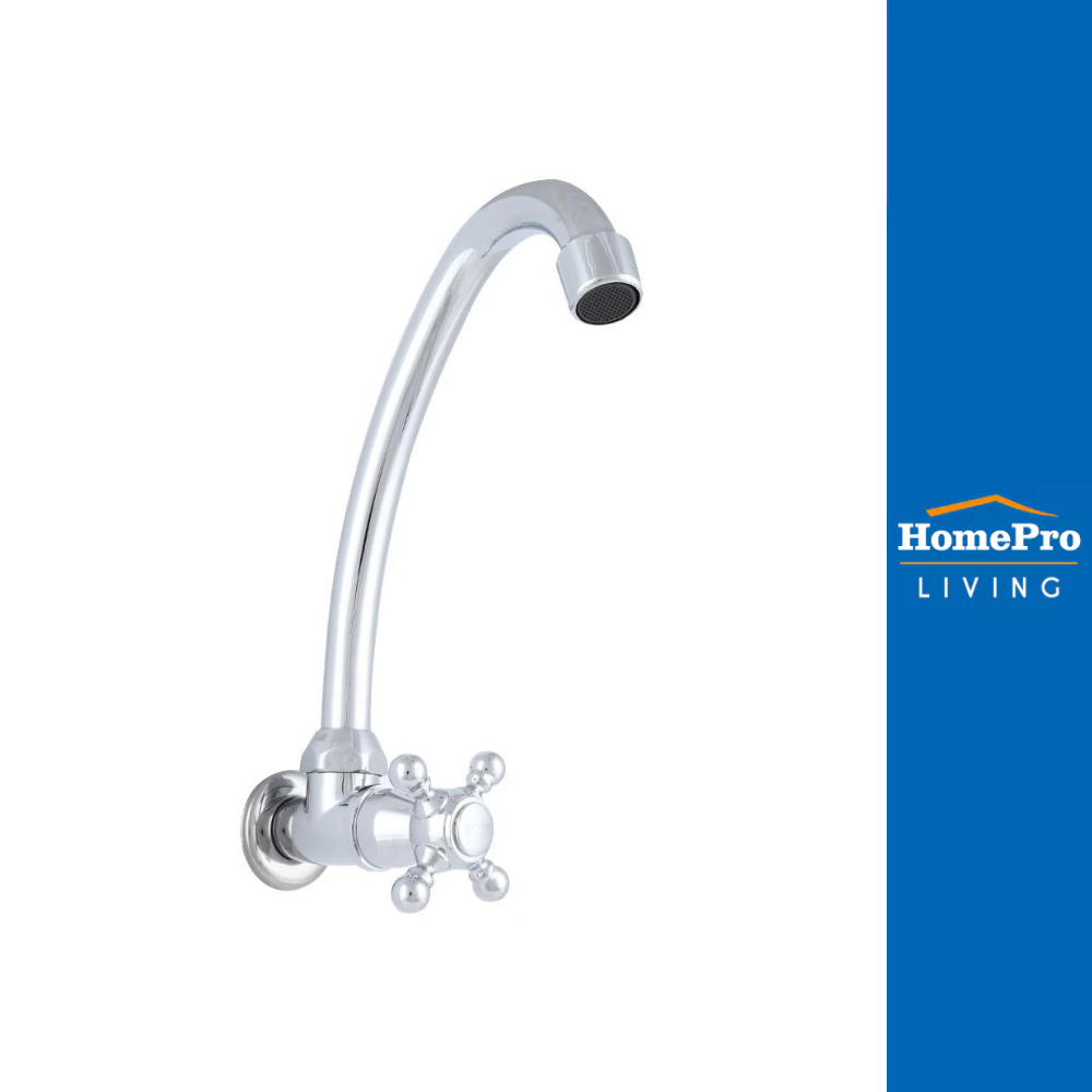 HOEN ก๊อกซิงค์เดี่ยวติดผนัง H-1201 สีโครม จัดส่งโดย HomePro