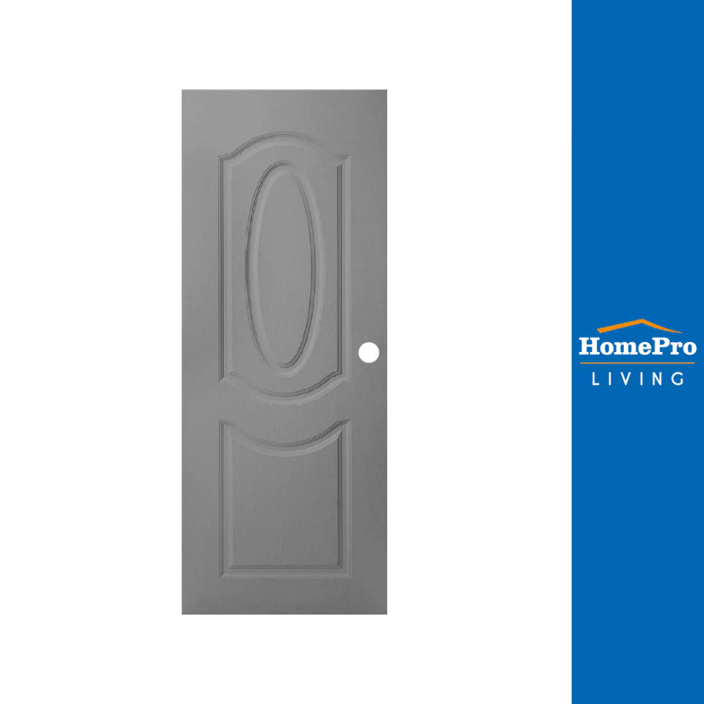AZLE ประตูภายนอก UPVC MR002 80X200 ซม. สีเทา เจาะลูกบิด