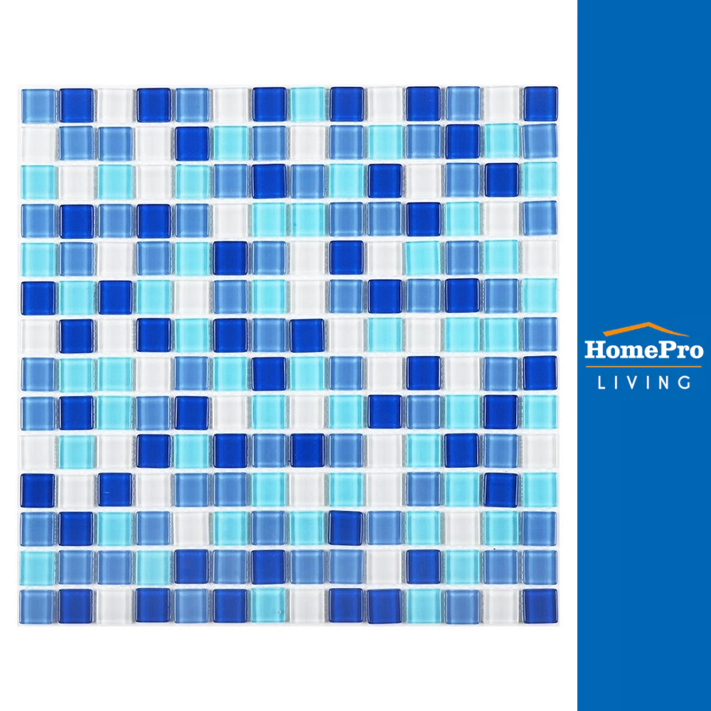 TARA โมเสคแก้ว 30x30x0.40 ซม. คละลายบลูสกาย จัดส่งโดย HomePro