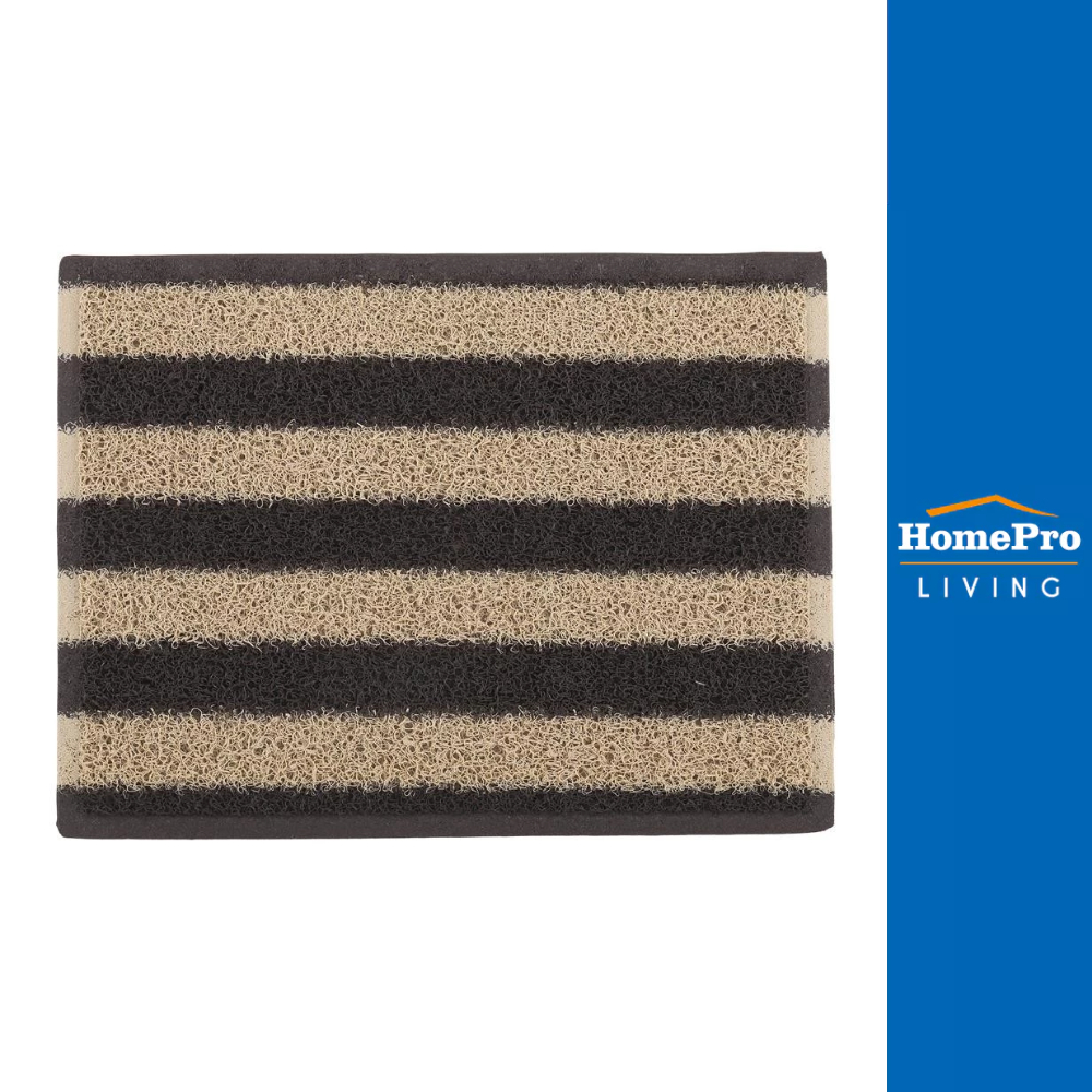 HomePro พรมเช็ดเท้าดักฝุ่น 45X60 ซม. สีน้ำตาล/เบจ แบรนด์ HLS