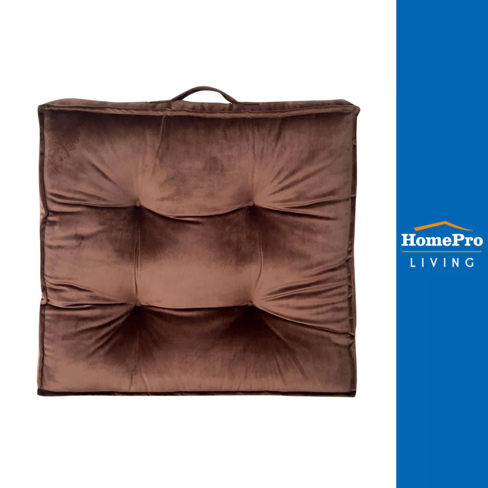 HomePro เบาะรองนั่ง HOME LIVING STYLE FUR 22x22 นิ้ว สีน้ำตาล แบรนด์ HLS