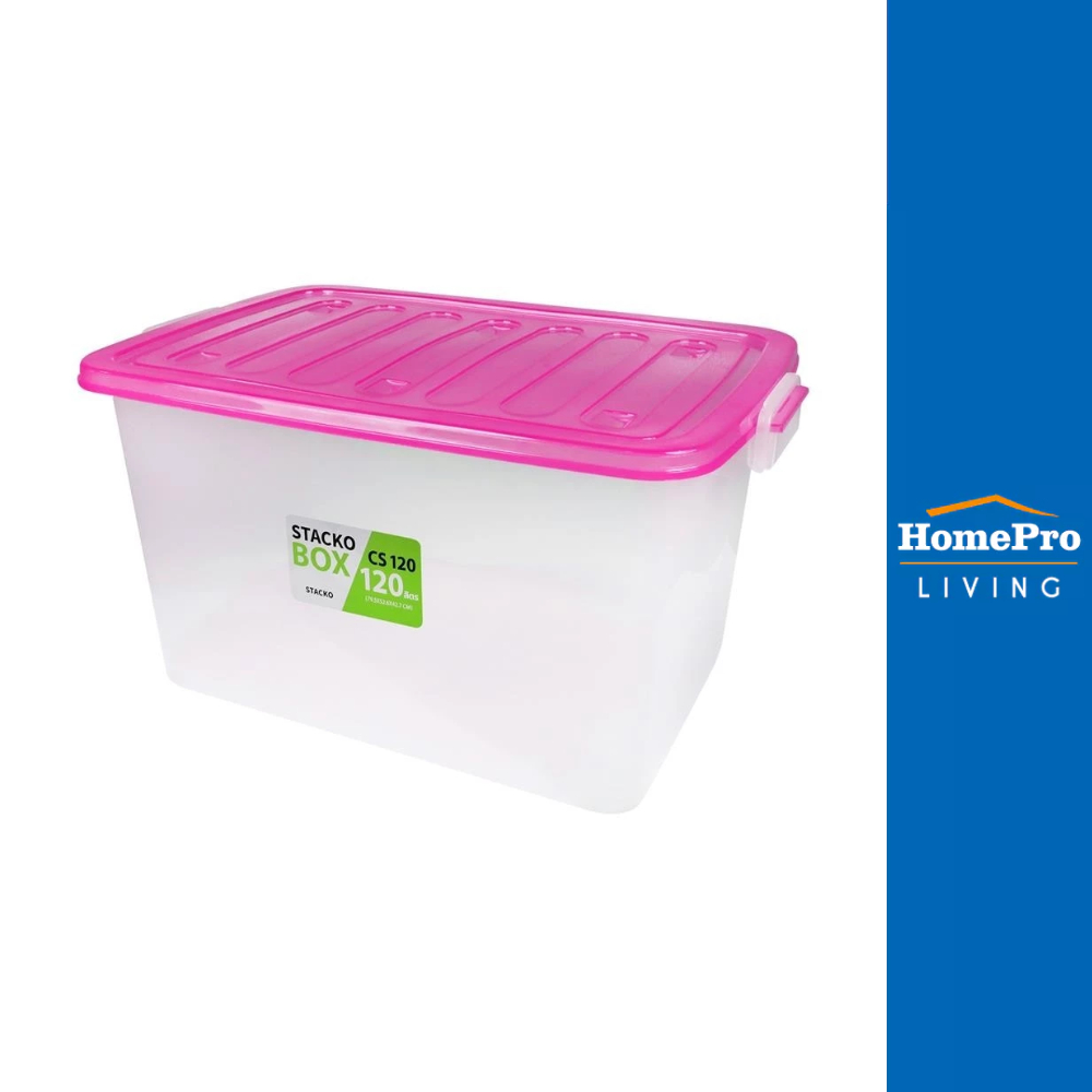 HomePro กล่องเก็บของ CS120L 79.5x52.6x42.7 ซม. สีใส/ชมพู แบรนด์ STACKO
