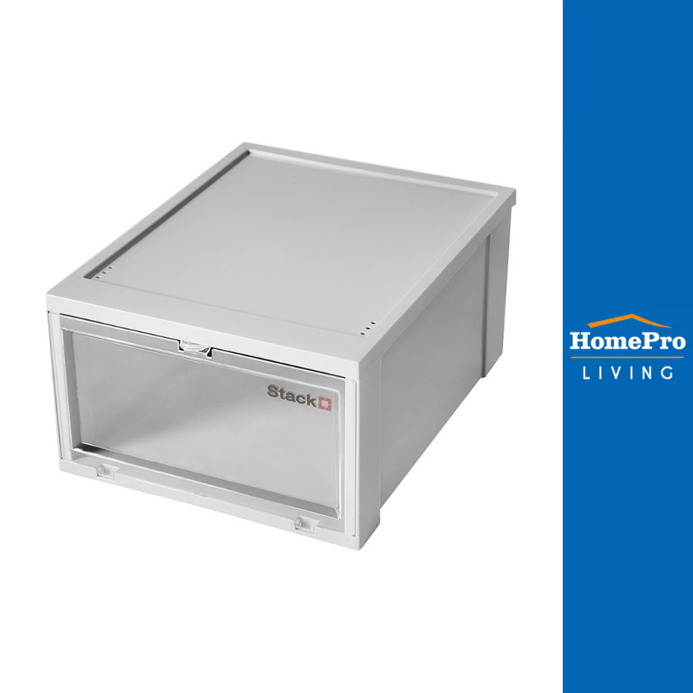 STACKO กล่องรองเท้าฝาหน้า 28X35X17 ซม. สีเทา จัดส่งโดย HomePro