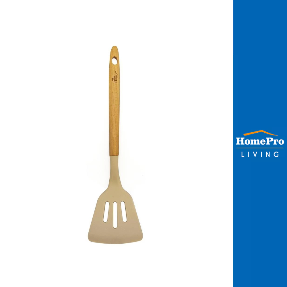 HomePro ตะหลิวร่อง COOK CHARMY สีครีม ด้ามไม้ แบรนด์ KECH