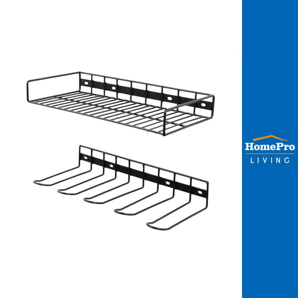 MATALL ชั้นวางสว่านไฟฟ้าแบบติดผนัง สีดำ 2 ชั้น จัดส่งโดย HomePro