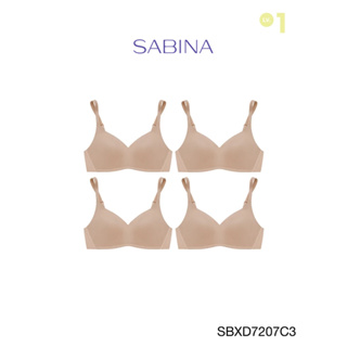 Sabina เสื้อชั้นใน (Set 4 ชิ้น ) Invisible Wire (ไม่มีโครง) รุ่น Perfect Bra รหัส SBXD7207C3 สีเนื้อเข้ม