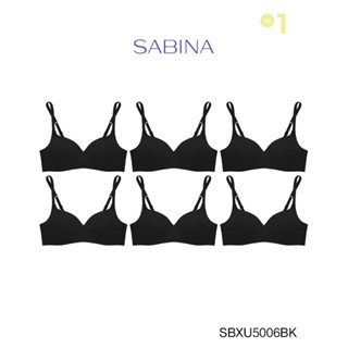 Sabina เสื้อชั้นใน (Set 6 ชิ้น)  Invisible Wire (ไม่มีโครง) รุ่น Pretty Perfect รหัส SBXU5006BK สีดำ