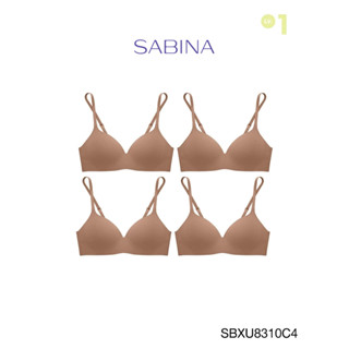 Sabina เสื้อชั้นใน (Set 4 ชิ้น)  Invisible Wire (ไม่มีโครง) Seamless Fit รุ่น Pretty Perfect รหัส SBXU8310C4 สีเนื้อแทน