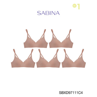 Sabina เสื้อชั้นใน (Set 5 ชิ้น)  Invisible Wire (ไม่มีโครง) รุ่น Perfect Bra รหัส SBXD97111C4 สีเนื้อแทน