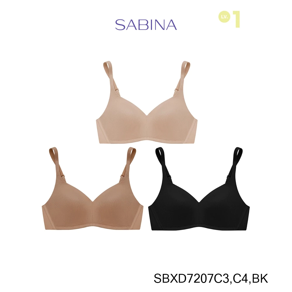 Sabina Perfect Bra Level 1 เสื้อชั้นในไร้ตะเข็บไร้โครงSBXD7207C3+SBXD7207C4+SBXD7207BKสีเนื้อเข้ม/สี