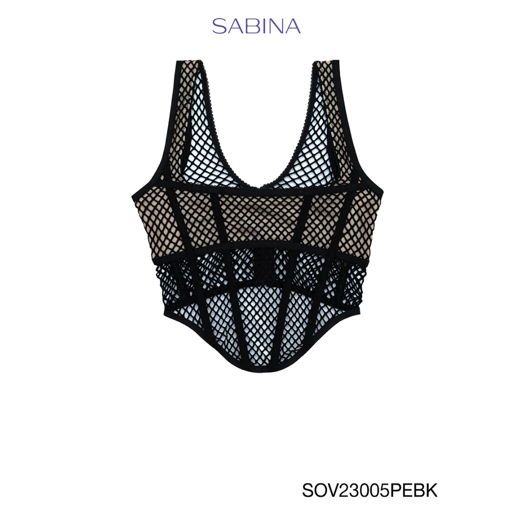SABINA   Mad Moiselle Neo-Nostalgic'23 เสื้อแขนกุดทรงคอร์เซ็ท Victoria รหัส SOV23005PEBK สีดำ