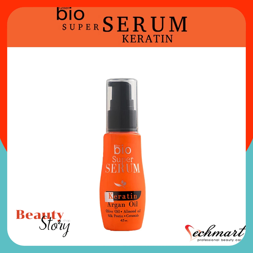Green Bio Super Serum เคราติน ขวดส้ม keratin บำรุงผม แห้งเสีย แตกปลาย ซุปเปอร์ เซรั่ม กรีนไบโอ อาหารผม 45ml ใช้ดี