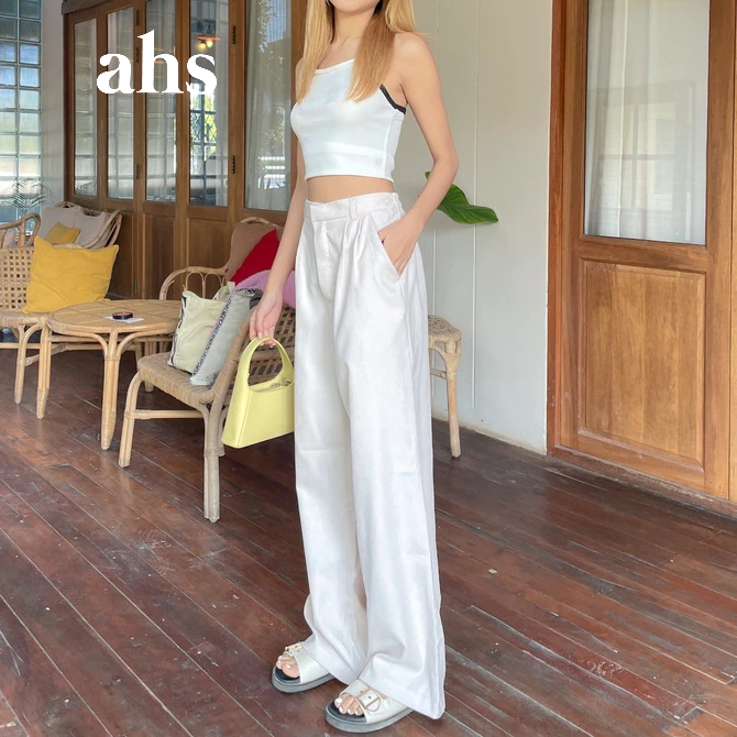 AHS . กางเกงขายาว ผ้าลูกฟูก เอวได้ถึง 24-32 นิ้ว ทรงกระบอกแบบเอวสม็อกหลัง ยืดได้เยอะ