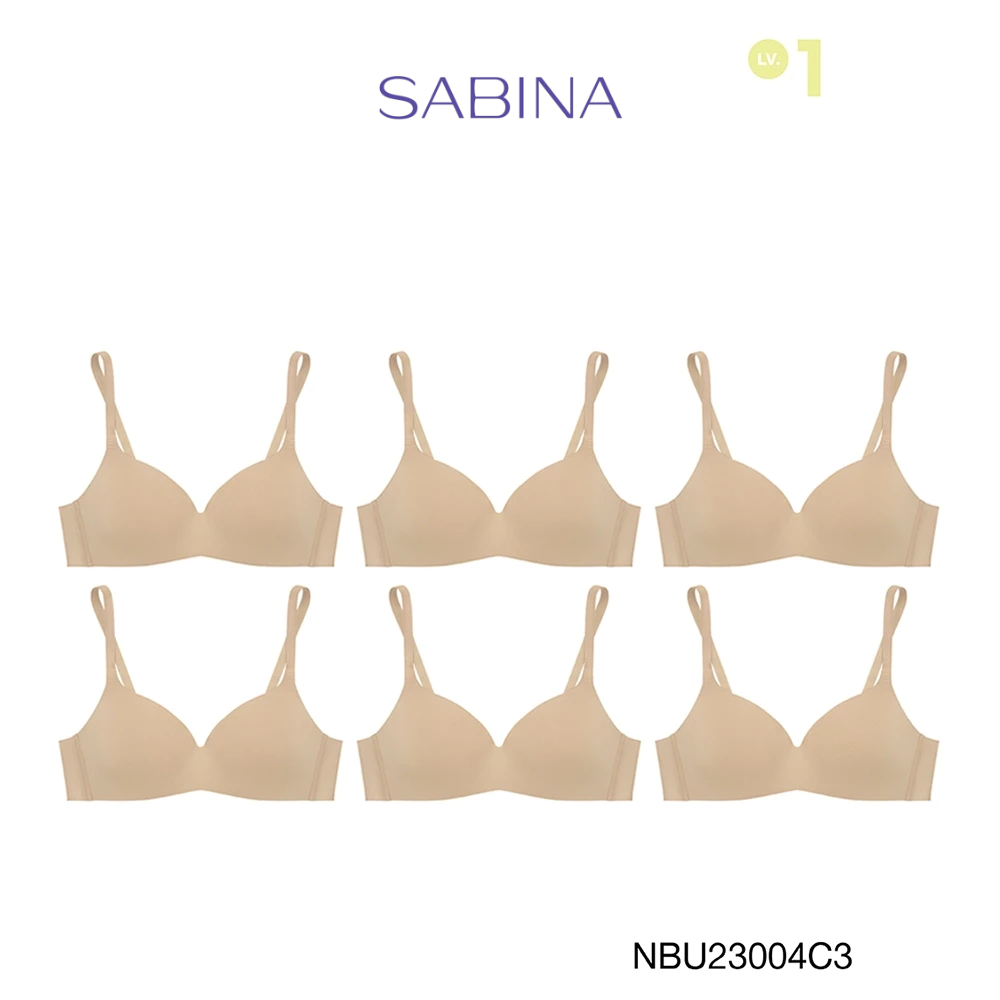 [Online Exclusive] Sabina เสื้อชั้นใน (Set 6 ชิ้น) Invisible Wire รุ่น Pretty Perfect  รหัส NBU23004C3 สีเนื้อเข้ม