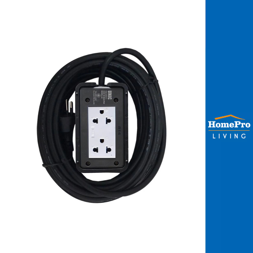 UNIC บล็อกยาง 2x4 พร้อมสาย VCT3x1.5 2 ช่อง E2-3 10 เมตร สีเทา จัดส่งโดย HomePro