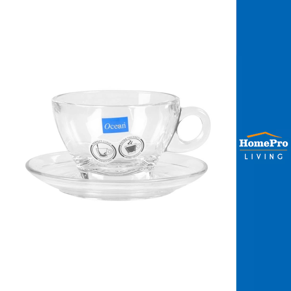 HomePro ชุดถ้วยกาแฟแก้ว 250ml GLASS CAFFE LATTE แบรนด์ OCEAN