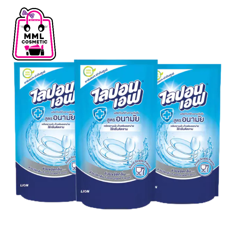 Lipon F ผลิตภัณฑ์ล้างจาน ไลปอน เอฟ สูตรอนามัย (ชนิดเติม) 500 ml แพ็ค 3ถุง