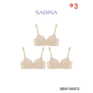 SABINA BRALESS เสื้อชั้นใน Invisible Wire (Set 3 ชิ้น) (ไร้โครง) รุ่น Modern V รหัส SBXI1300C3 สีเนื้อเข้ม