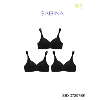 Sabina เสื้อชั้นใน (Set 3 ชิ้น ) Invisible Wire (ไม่มีโครง) รุ่น Perfect Bra รหัส SBXD7207BK สีดำ