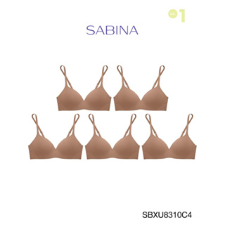 Sabina เสื้อชั้นใน (Set 5 ชิ้น) Invisible Wire (ไม่มีโครง) Seamless Fit รุ่น Pretty Perfect รหัส SBXU8310C4 สีเนื้อแทน