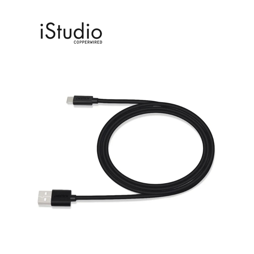 CHOETECH สายชาร์จ Choetech 1m USB-A to USB-C PVC Cable 1 m สีดำ l iStudio By Copperwired.