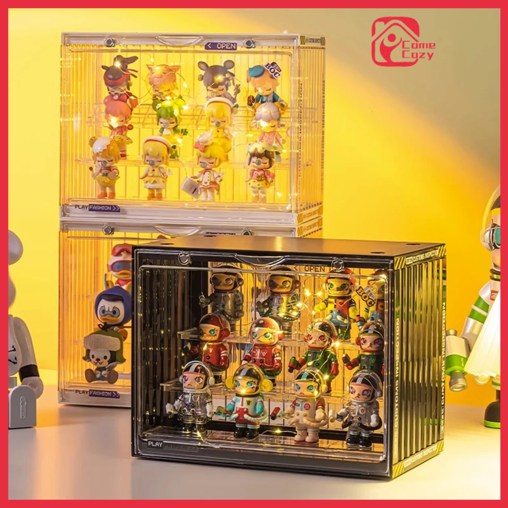 กล่องใส่โมเดล กล่องใส่โมเดลมีไฟ กล่องใส่popmart ตู้ art toy ความจุขนาดใหญ่ ทันสมัย ดีไซน์สวยงาม วางซ้อนได้
