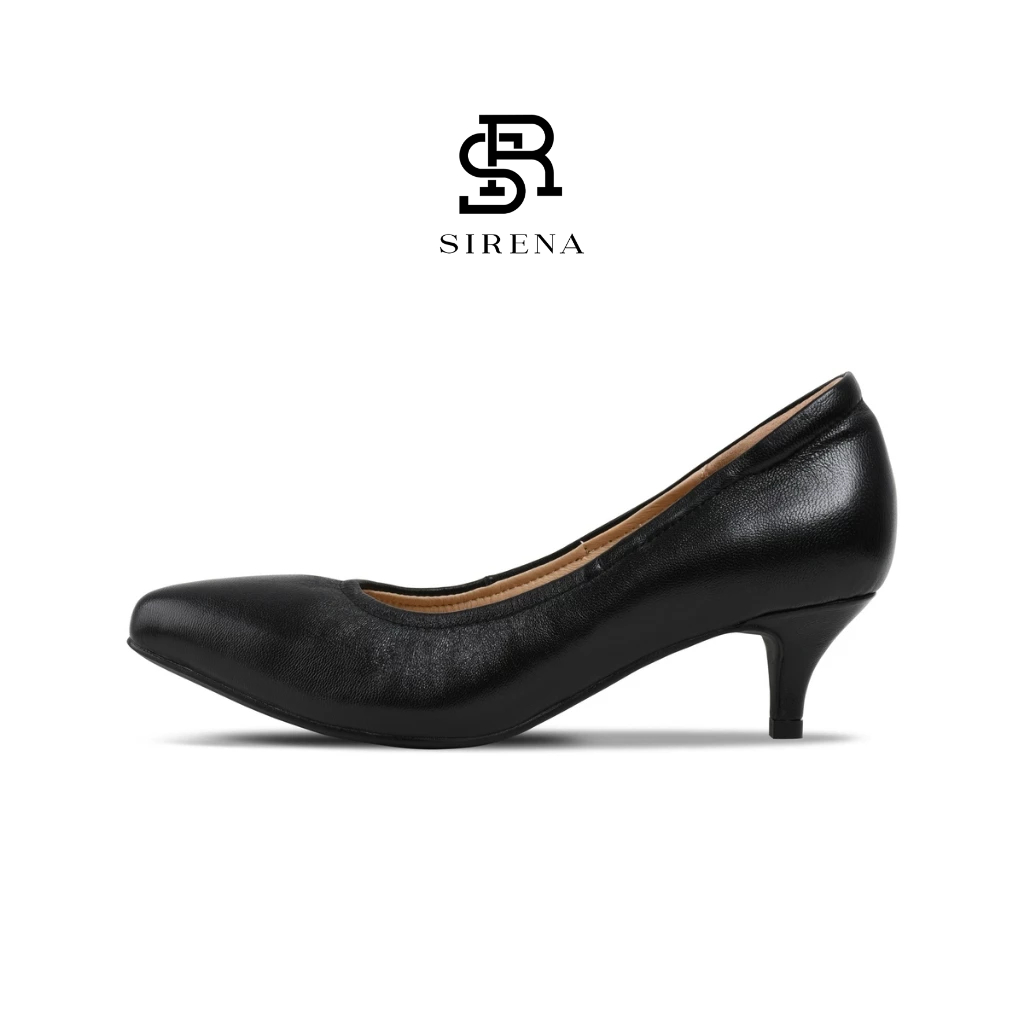 SIRENA รองเท้าหนังแท้ ส้น 2 นิ้ว รุ่น CARNATION สีดำ | รองเท้าคัทชูผู้หญิง