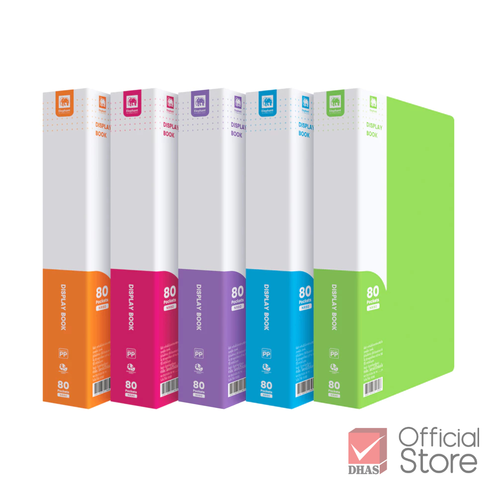 Elephant แฟ้ม แฟ้มโชว์เอกสาร NR80 80 ซอง พร้อมกล่องใส่แฟ้ม จำนวน 1 แฟ้ม