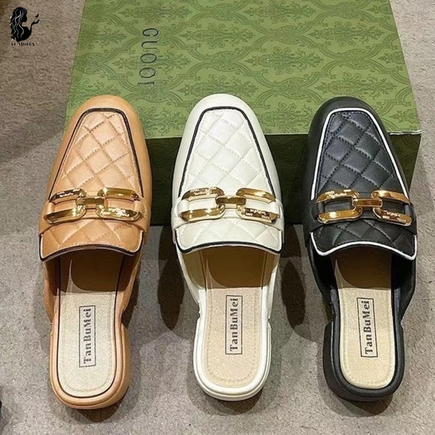 รองเท้าแฟชั่น แบบสวมเปิดส้น แต่งโซ่ พื้นนิ่ม ใส่สบาย งานสวยพร้อมส่ง T281
