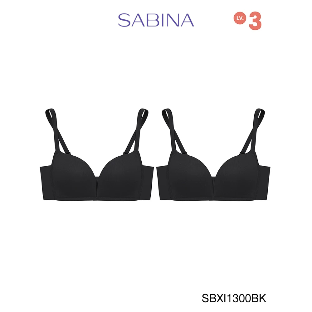 SABINA BRALESS เสื้อชั้นใน (Set 2 ชิ้น) Invisible Wire (ไร้โครง) รุ่น Modern V รหัส SBXI1300BK สีดำ
