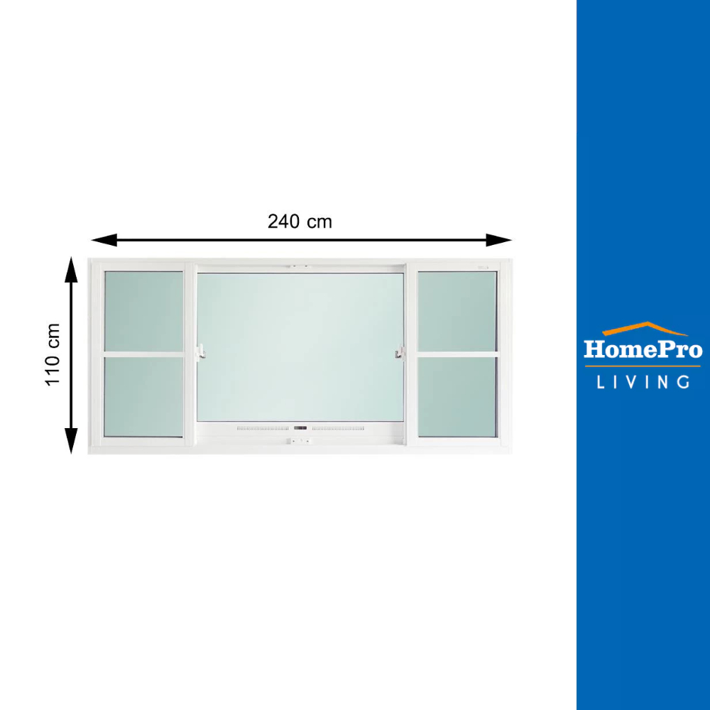 SankyoAlumi หน้าต่างบานเลื่อน อะลูมิเนียม S-F-S มุ้ง SANKYOALUMI J-TRUST VENTILATION 240X110 ซม. สีข