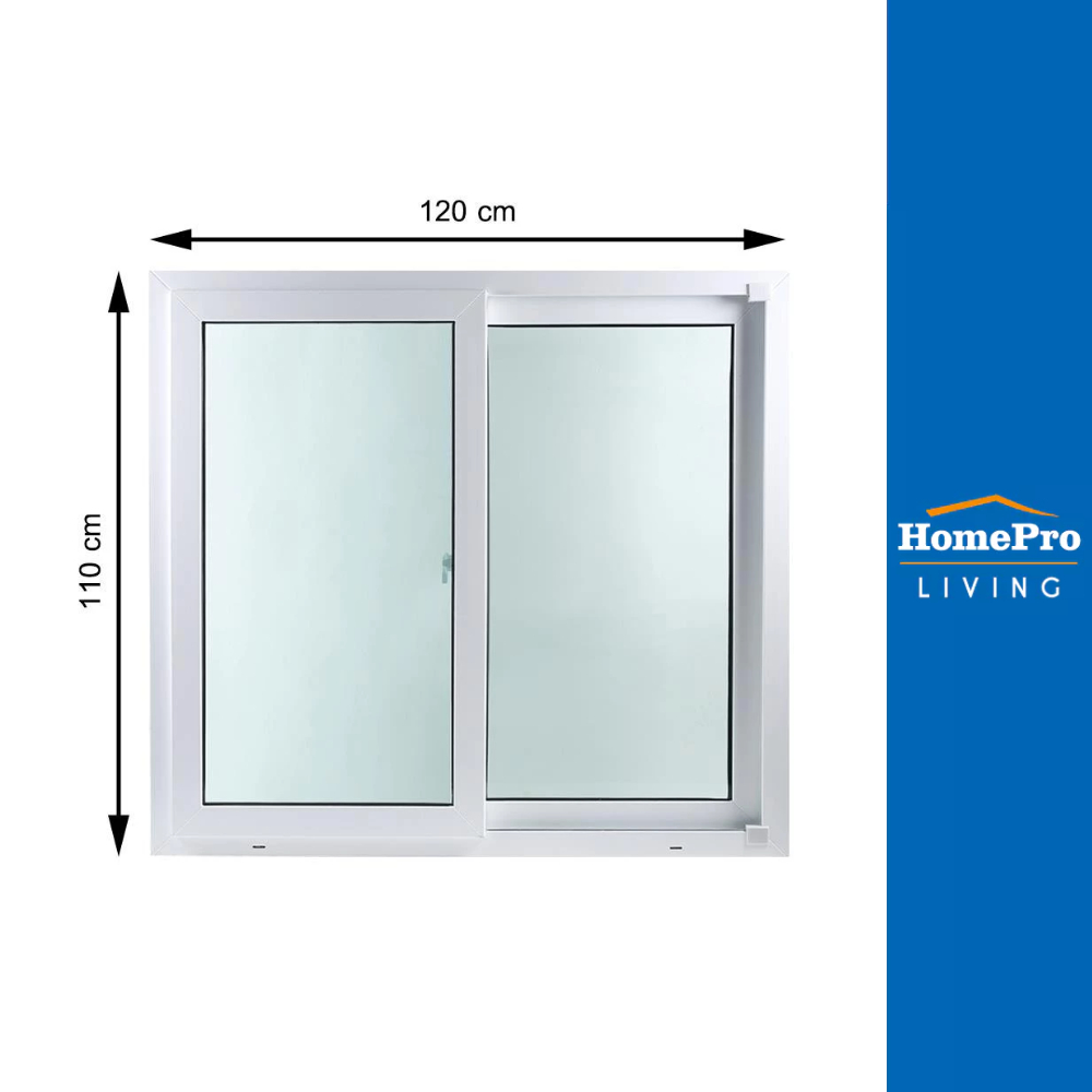 HOFFEN หน้าต่างบานเลื่อน UPVC S-S มุ้ง 120X110 ซม. สีขาว จัดส่งโดย HomePro
