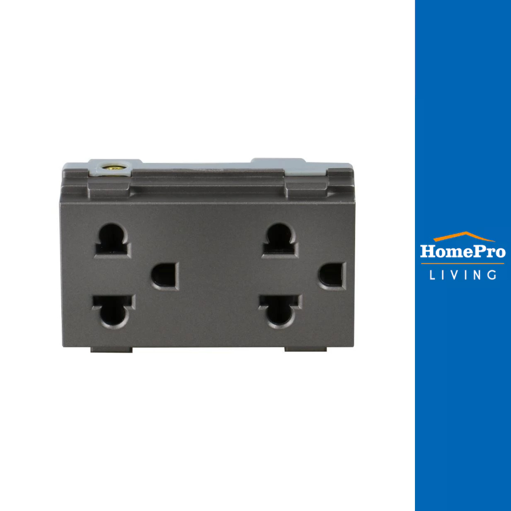 HACO เต้ารับคู่ 3 ขา มีม่านนิรภัย  TJ W8416V2-MSB