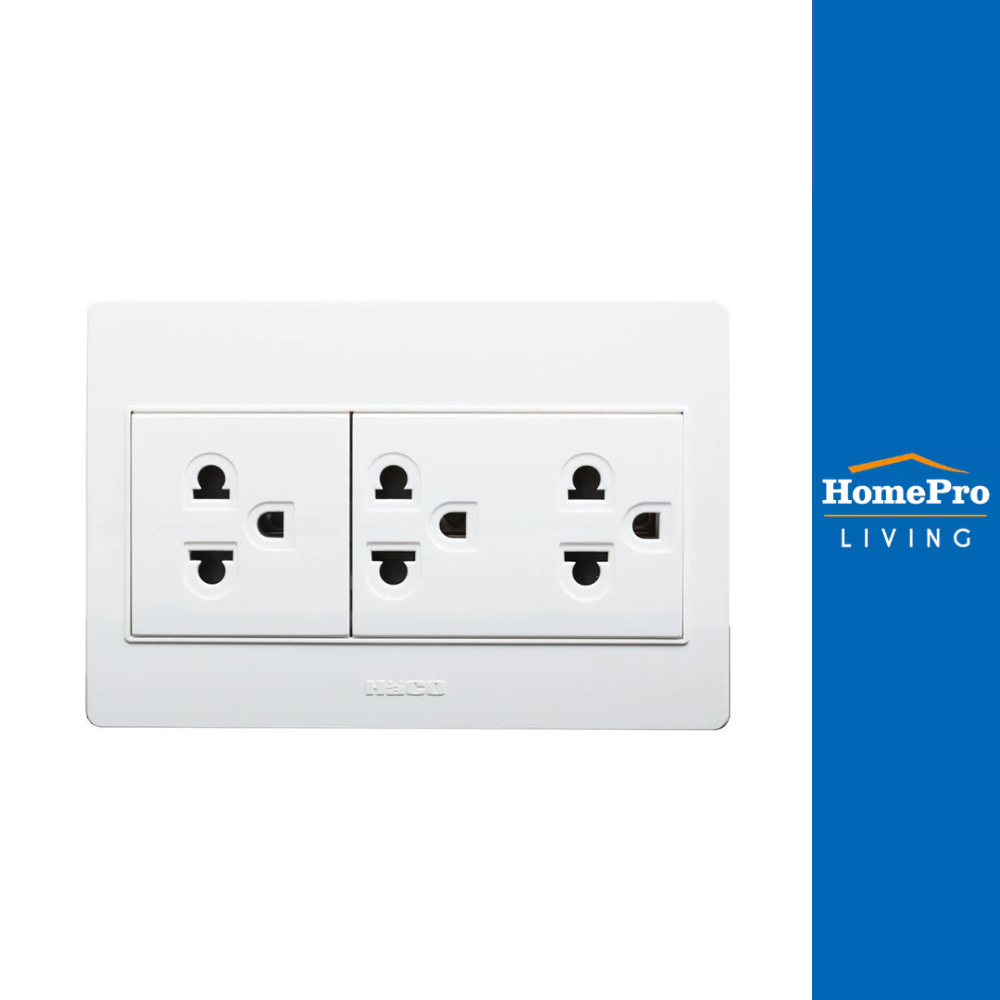 HACO ชุดเต้ารับเดี่ยว 3 ขา 3 ช่อง M4N-E30 สีขาว