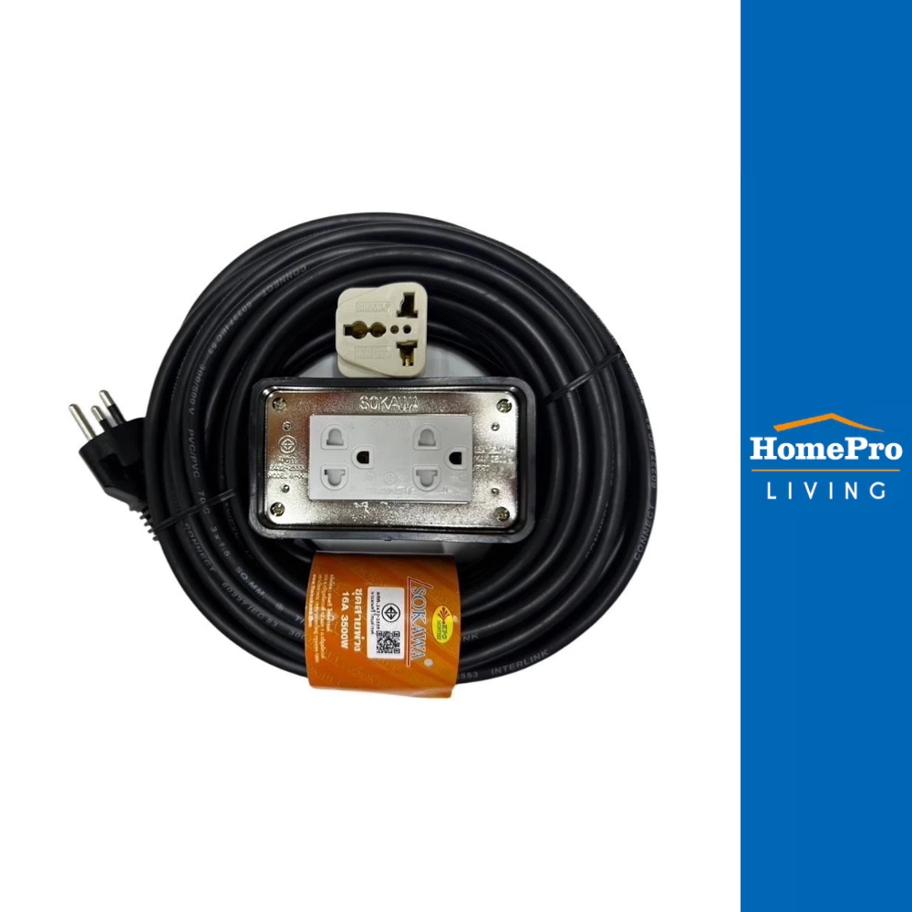 SOKAWA บล็อคยาง 2x4 พร้อมสาย VCT 3x1.5 2 ช่อง 10 เมตร สีดำ